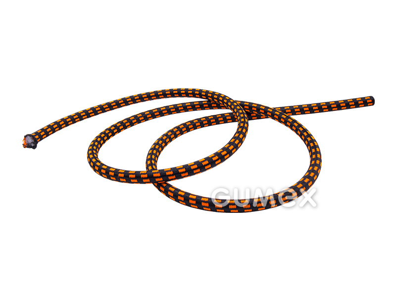Gummiseile für Bungee-Trampoline und Fitness, 12mm, Gummigewebe/PES-Geflecht, schwarz-orange, 